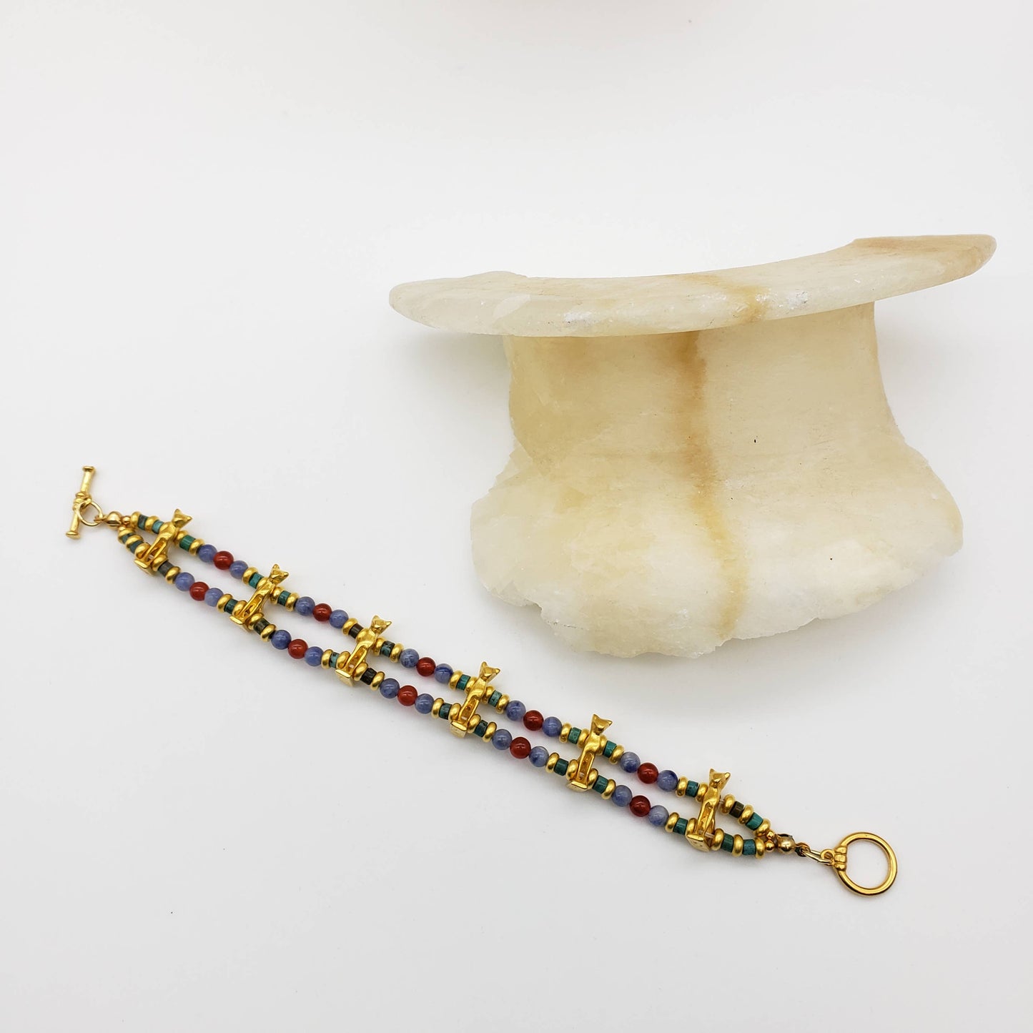 Egyptian Bastet Cat Beaded Bracelet