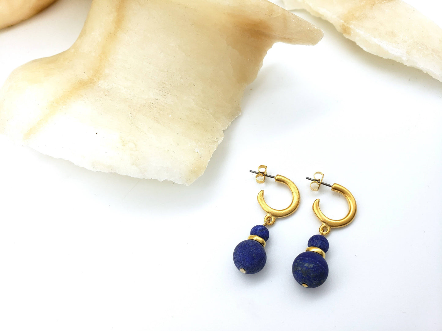 Sumerian Hoop Earrings with Lapis