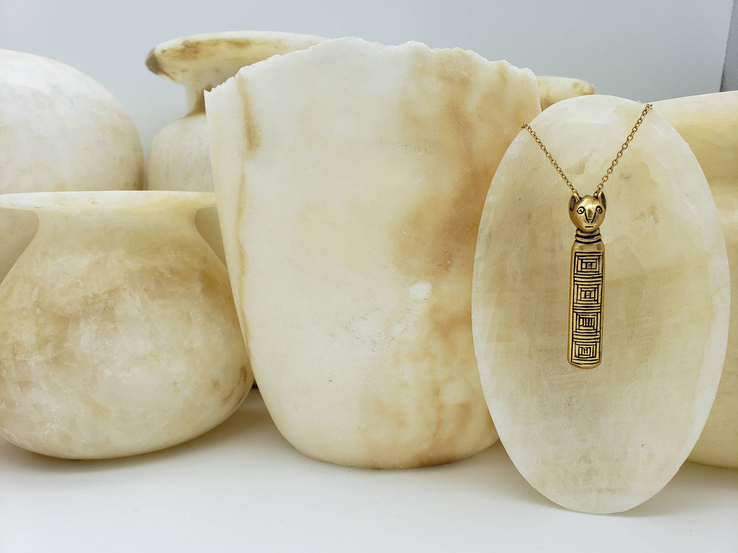 Egyptian Mummy Cat Pendant Necklace - Bastet Goddess