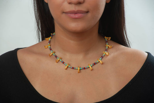 Egyptian Bastet Cat Beaded Necklace