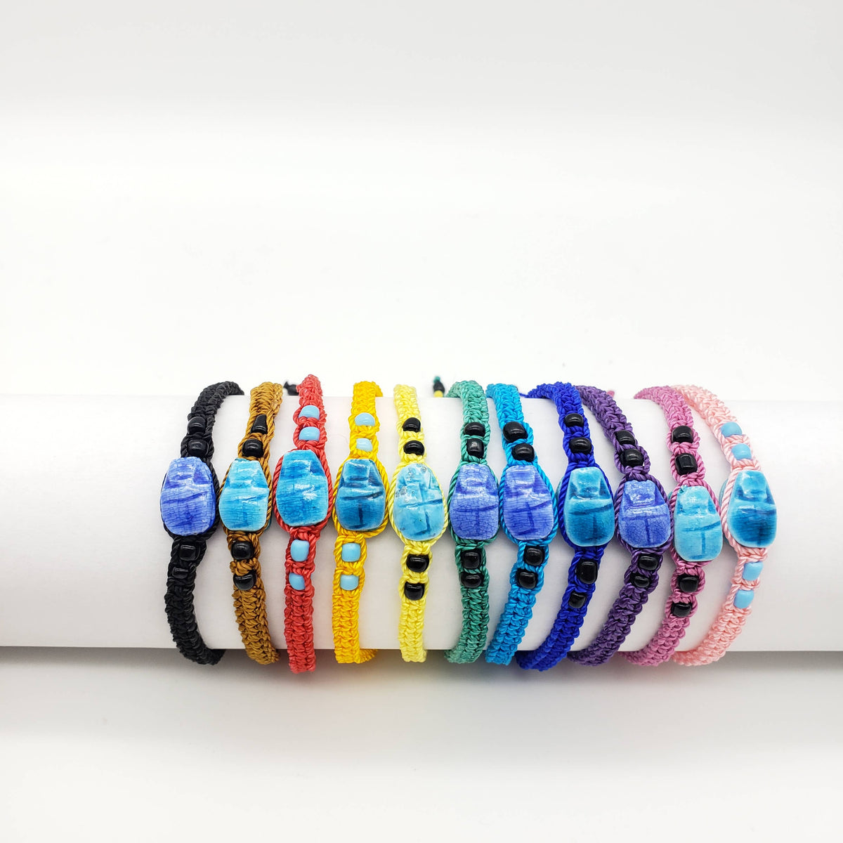 Assorted Colorful Macramé Scarab Bracelets - Made in Egypt