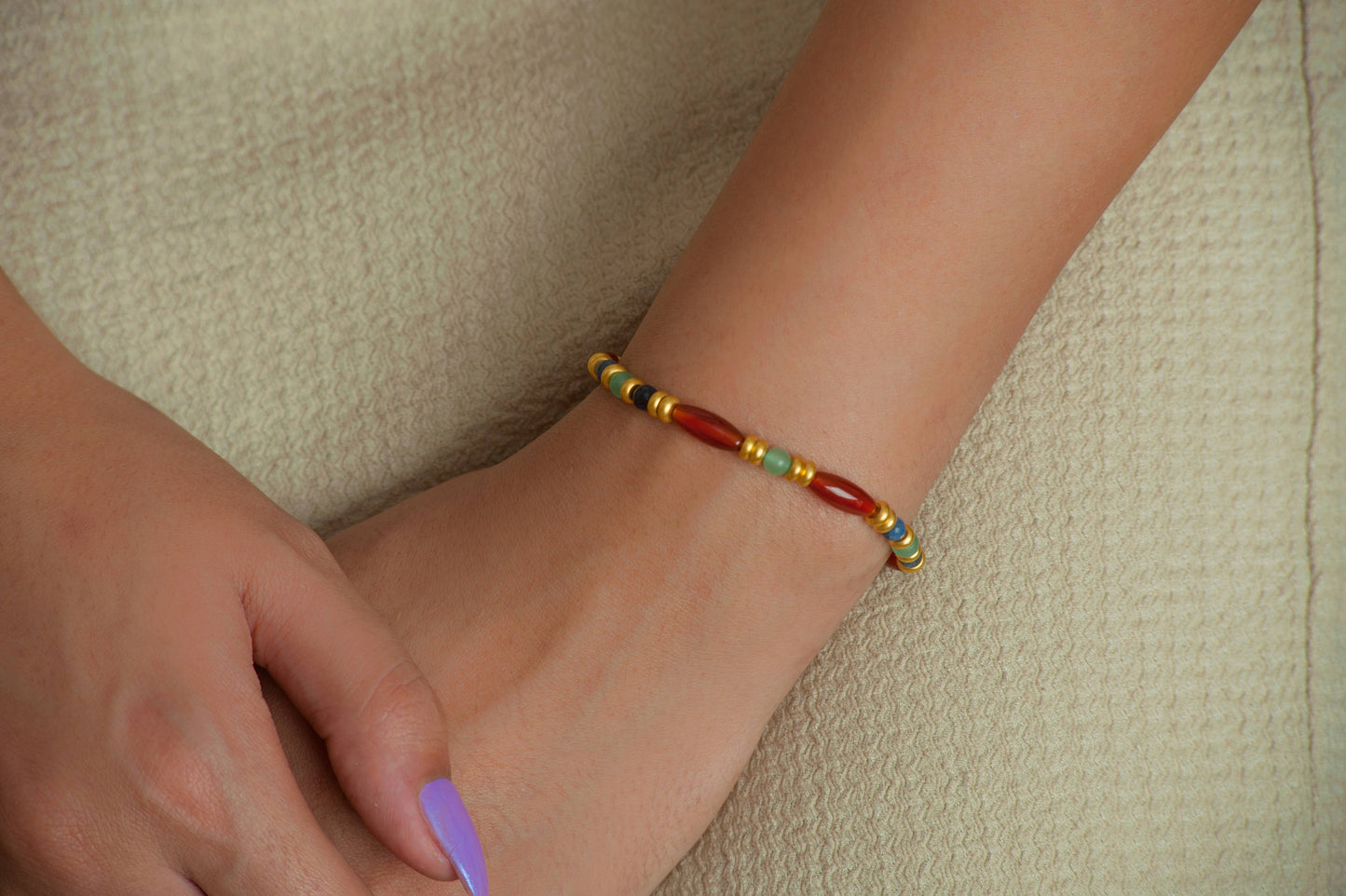 Cleopatra Carnelian Beaded Bracelet - Egyptian Inspired