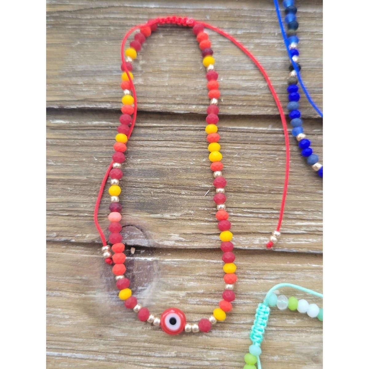 Mixed Color Evil Eye Protection, Adjustable Nylon Cord Braid