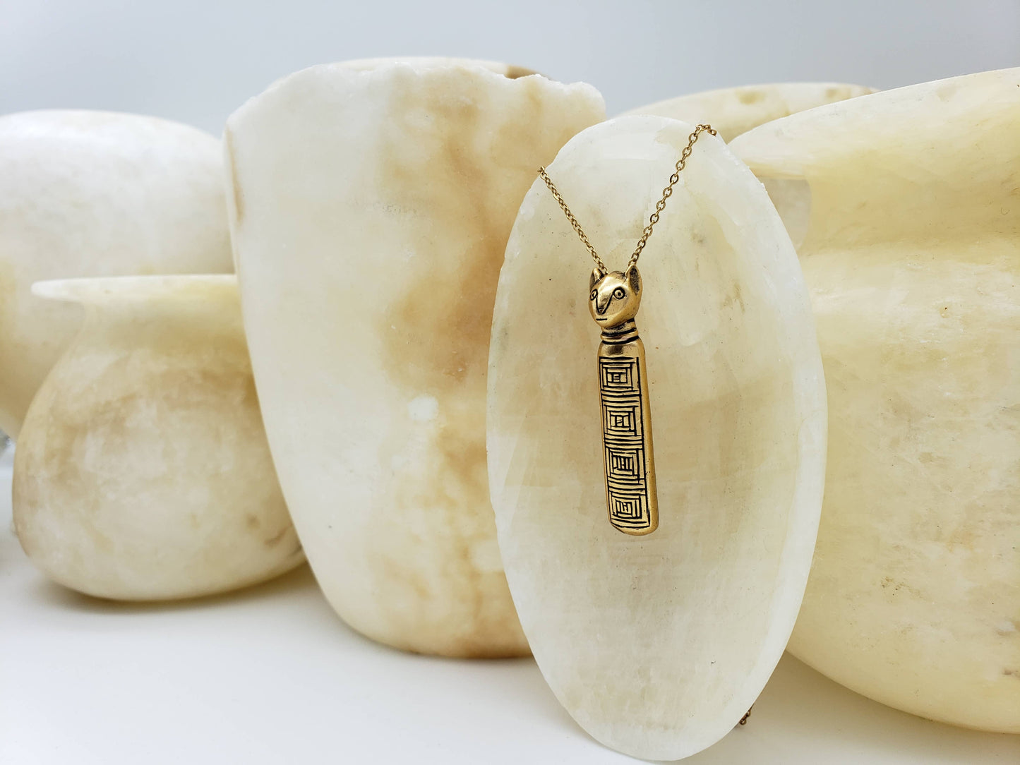 Egyptian Mummy Cat Pendant Necklace - Bastet Goddess