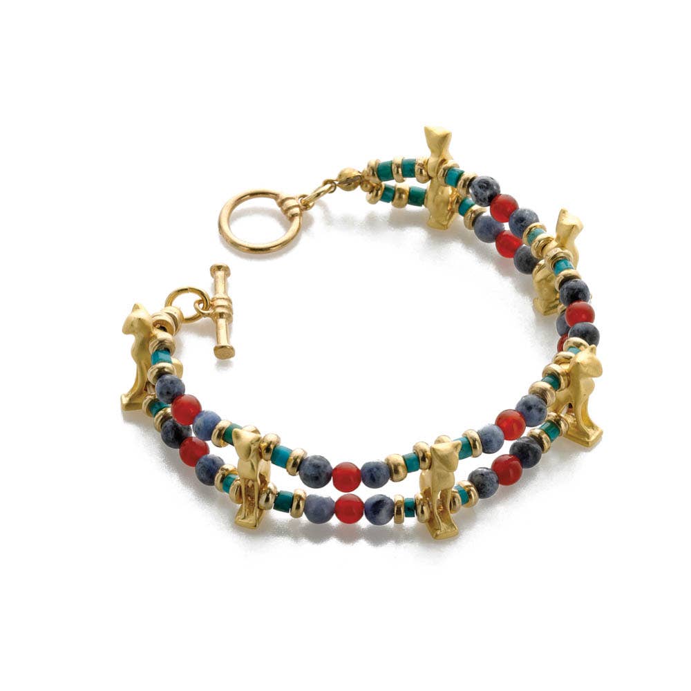 Egyptian Bastet Cat Beaded Bracelet