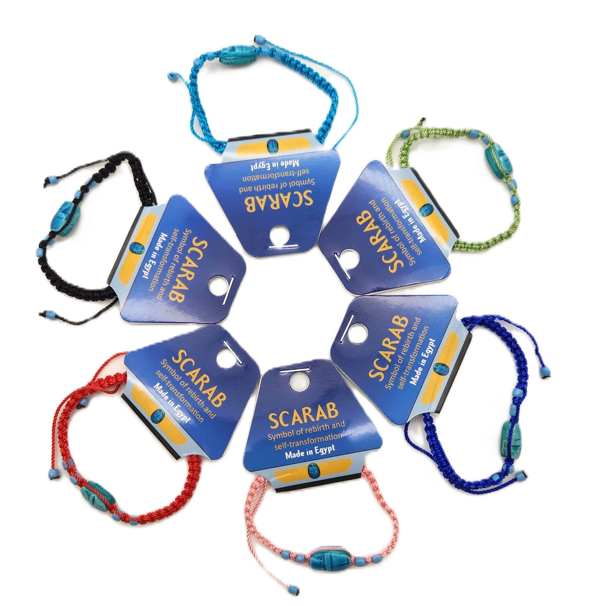Assorted Colorful Macramé Scarab Bracelets - Made in Egypt