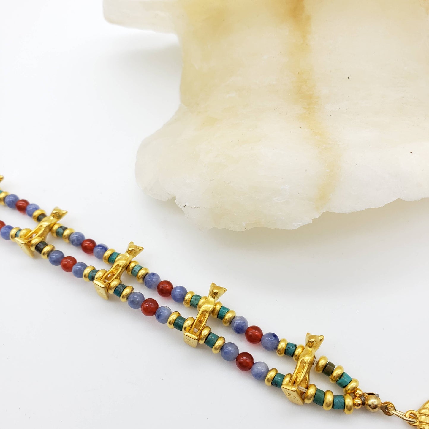 Egyptian Bastet Cat Beaded Bracelet